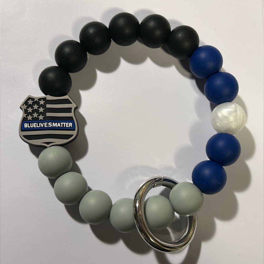 Blue Lives Matter Wristlet Keychain